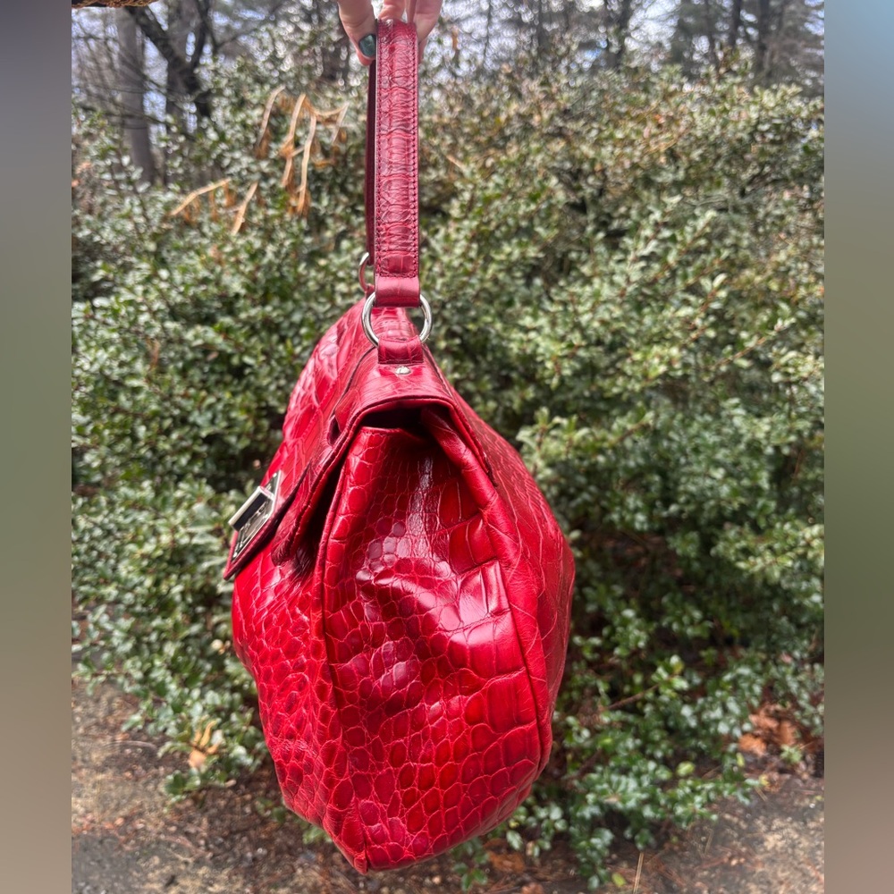 Furla Croc Embossed Shoulder Bag - Picture 12 of 17